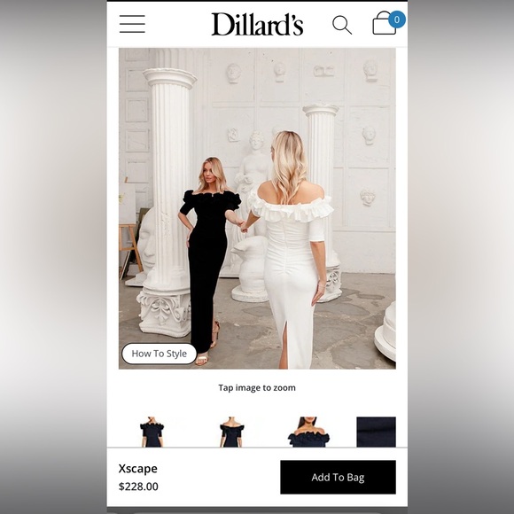 Xscape Navy Blue Off-Shoulder Puff Sleeve Cocktail Dress - Picture 2 of 4